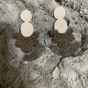 Gray and White earrings